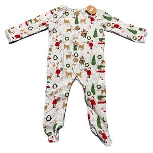 NWT Mud Pie Holiday Print Boys Footie